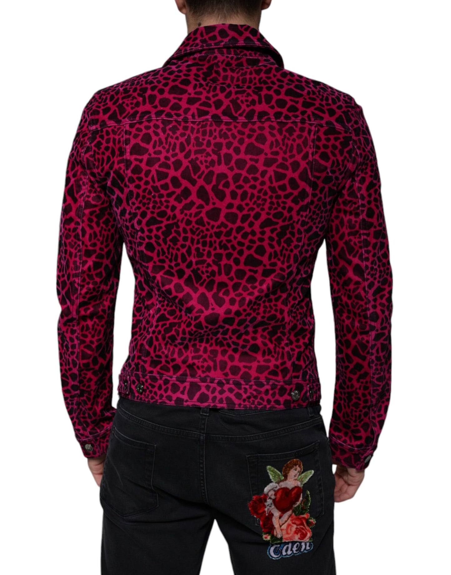 Dolce & Gabbana Fuchsia Leopard Button Down Collared Jacket