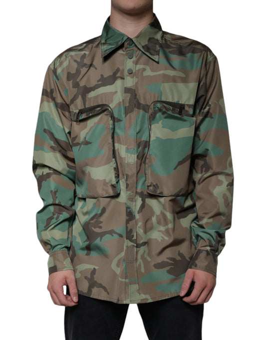 Dolce & Gabbana Multicolor Camouflage Button Down Shirt