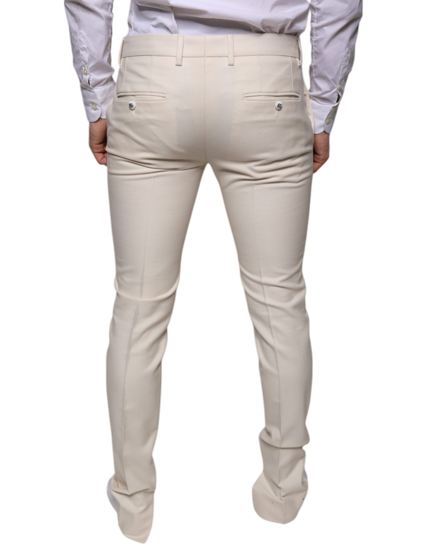 Dolce & Gabbana Off White Chino Wool Skinny Pants