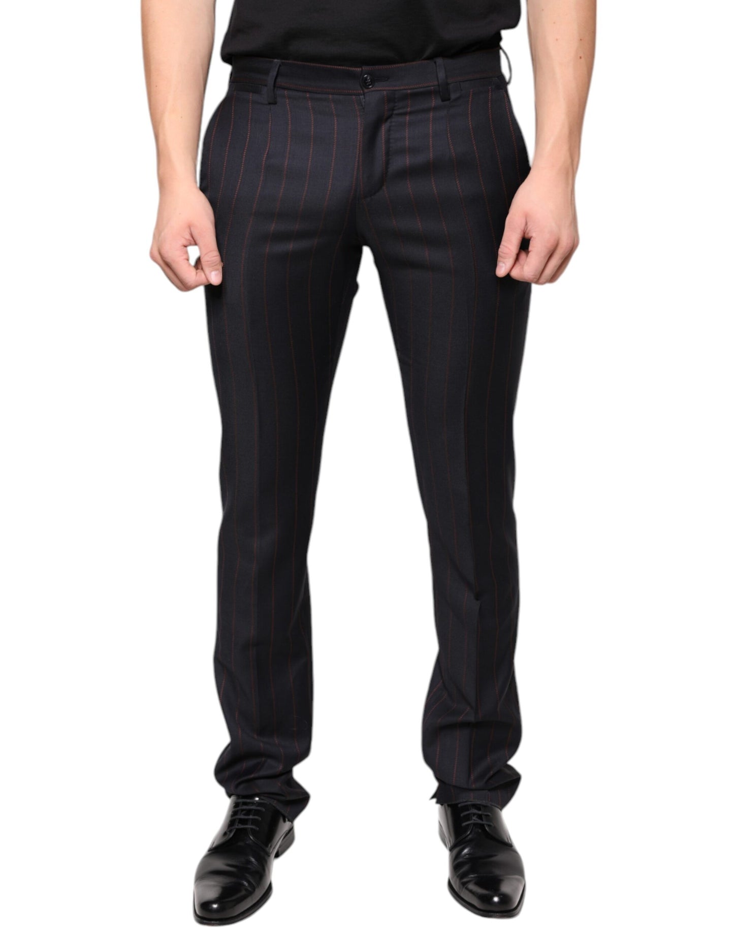 Dolce &amp; Gabbana Black Stripes Skinny Men Dress Pants