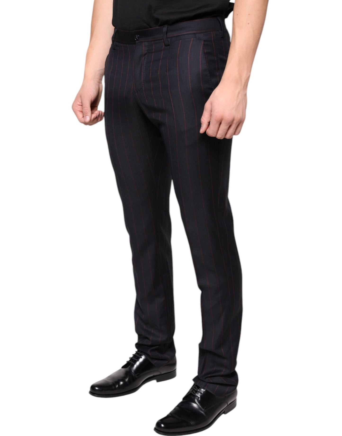 Dolce &amp; Gabbana Black Stripes Skinny Men Dress Pants