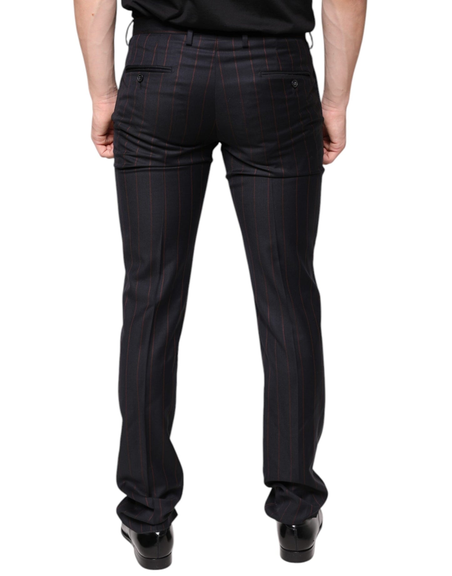 Dolce &amp; Gabbana Black Stripes Skinny Men Dress Pants