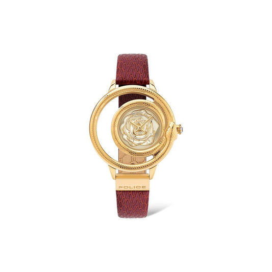 Police Red Leather Watch