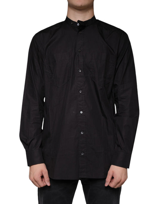 Dolce & Gabbana Black Cotton Button Down Men Casual Shirt