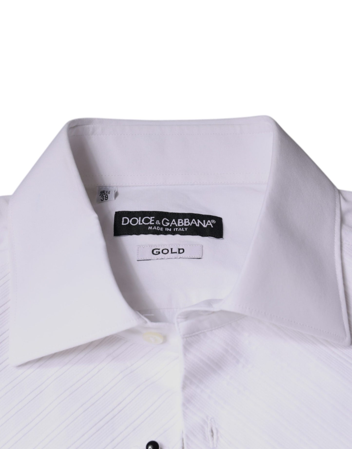 Dolce & Gabbana White Bib Cotton Poplin GOLD Men Formal Shirt