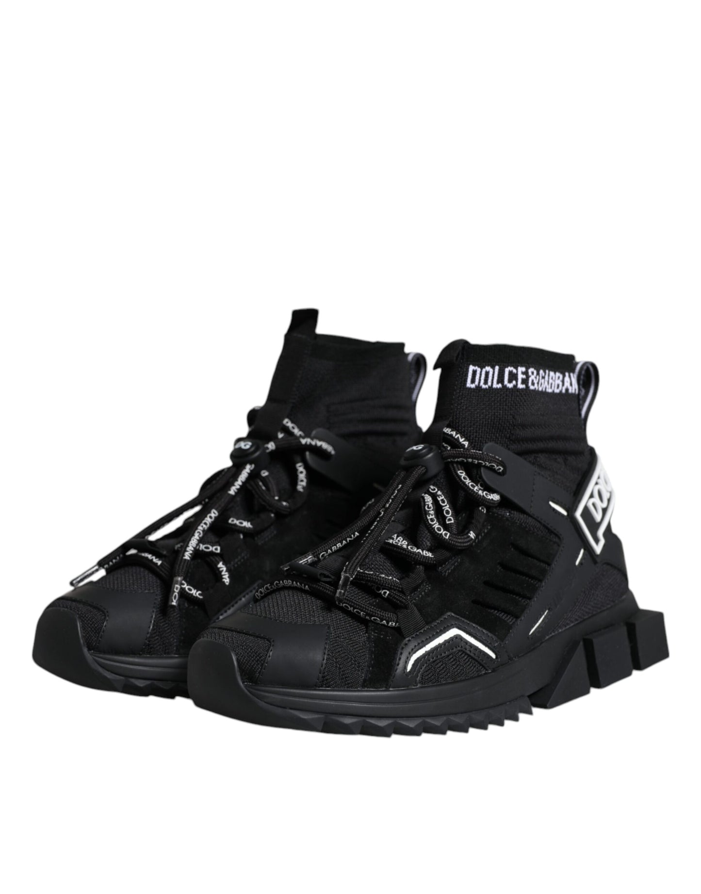 Dolce & Gabbana Black Sorrento Socks Logo Sneakers Shoes