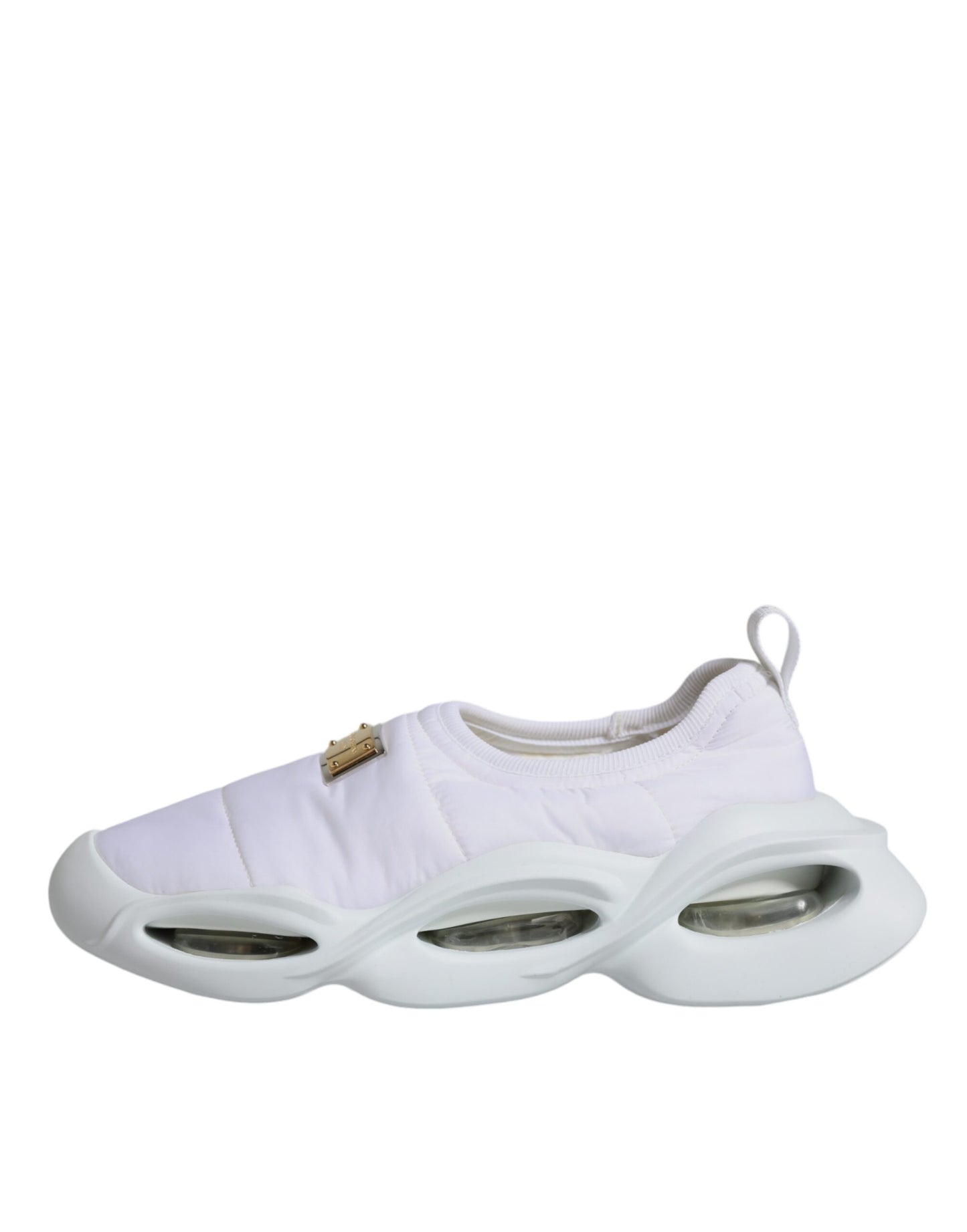 Dolce & Gabbana White Padded Fabric Low Top Sneakers Shoes