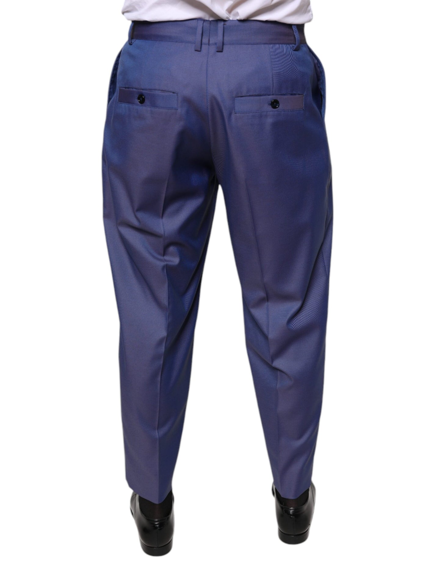 Dolce & Gabbana Blue Wool Tapered Formal Dress Pants