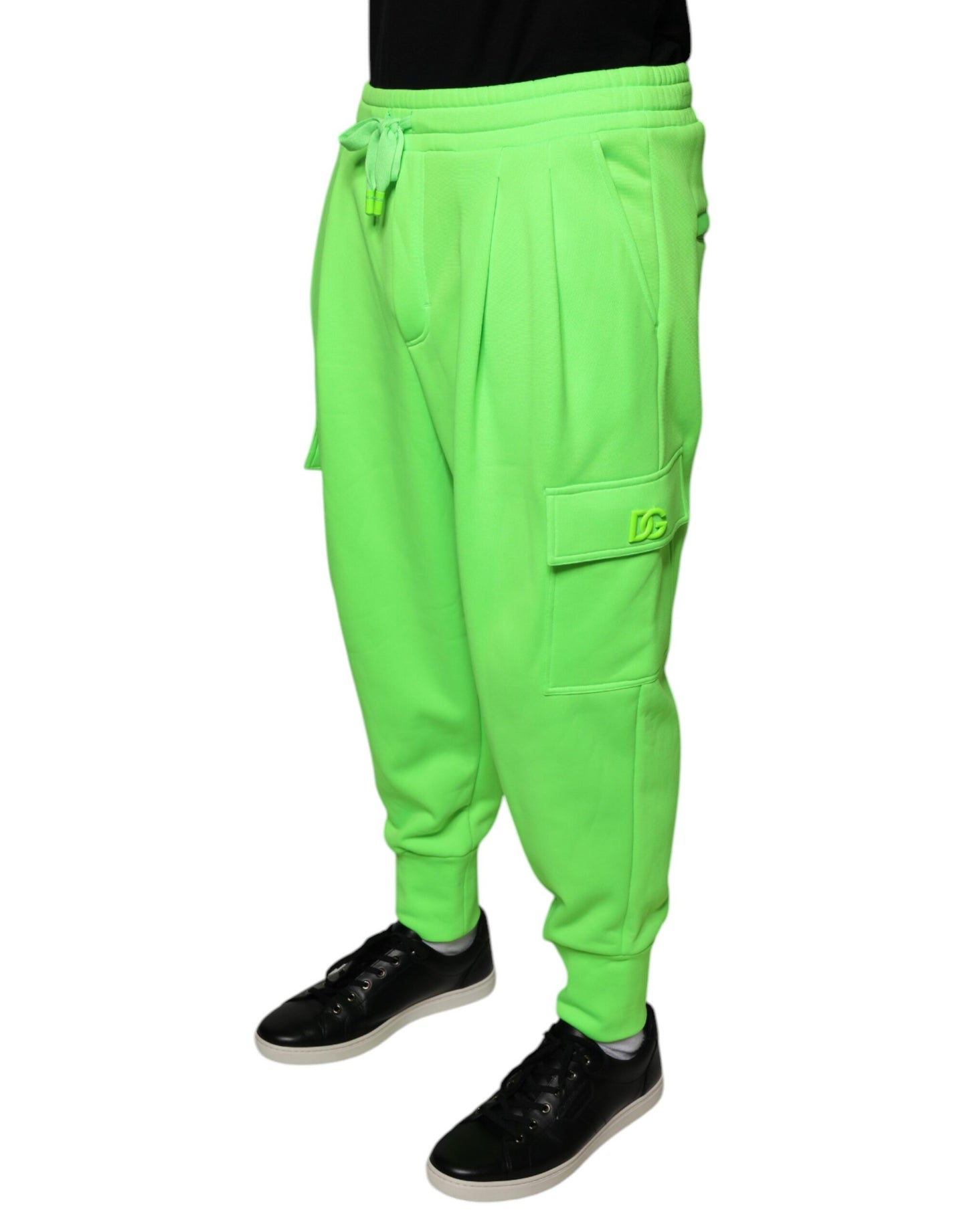 Dolce & Gabbana Neon Green Polyester Cargo Jogger Sweatpants Pants