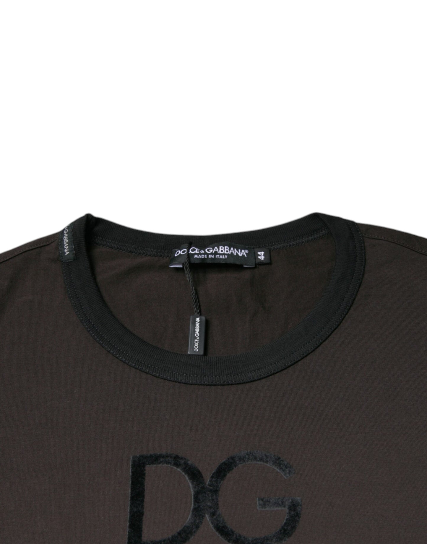 Dolce & Gabbana Brown Logo Cotton Crew Neck Pullover Sweater