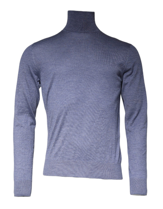 Dolce &amp; Gabbana Purple Blue Long Sleeve Turtleneck Pullover Sweater