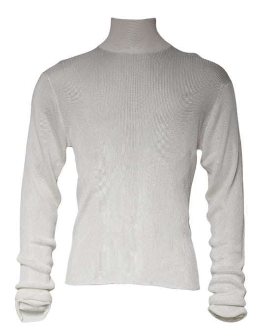 Dolce &amp; Gabbana White Long Sleeve Turtleneck Men Pullover Sweater