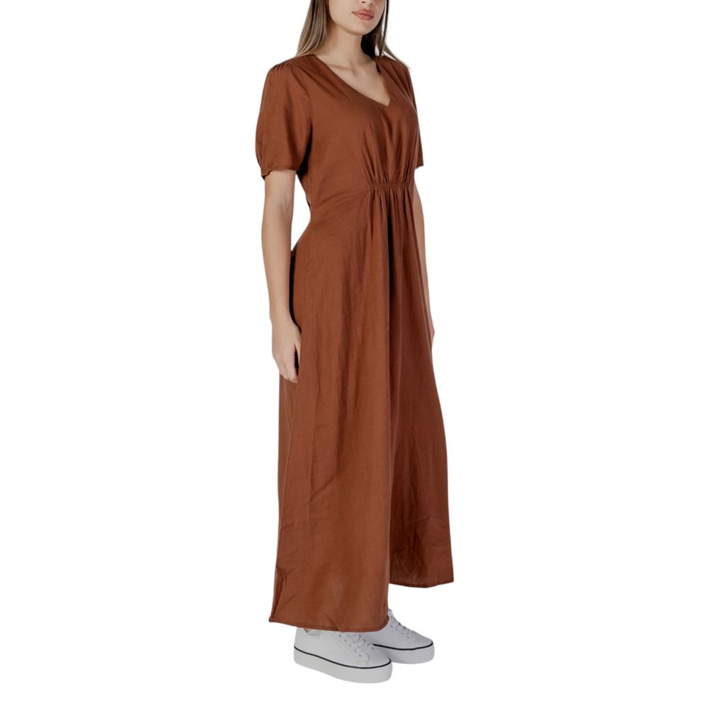 B.Young Brown Linen Dress