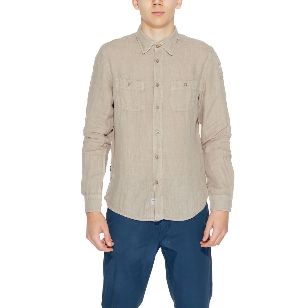 Blauer Beige Linen Shirt