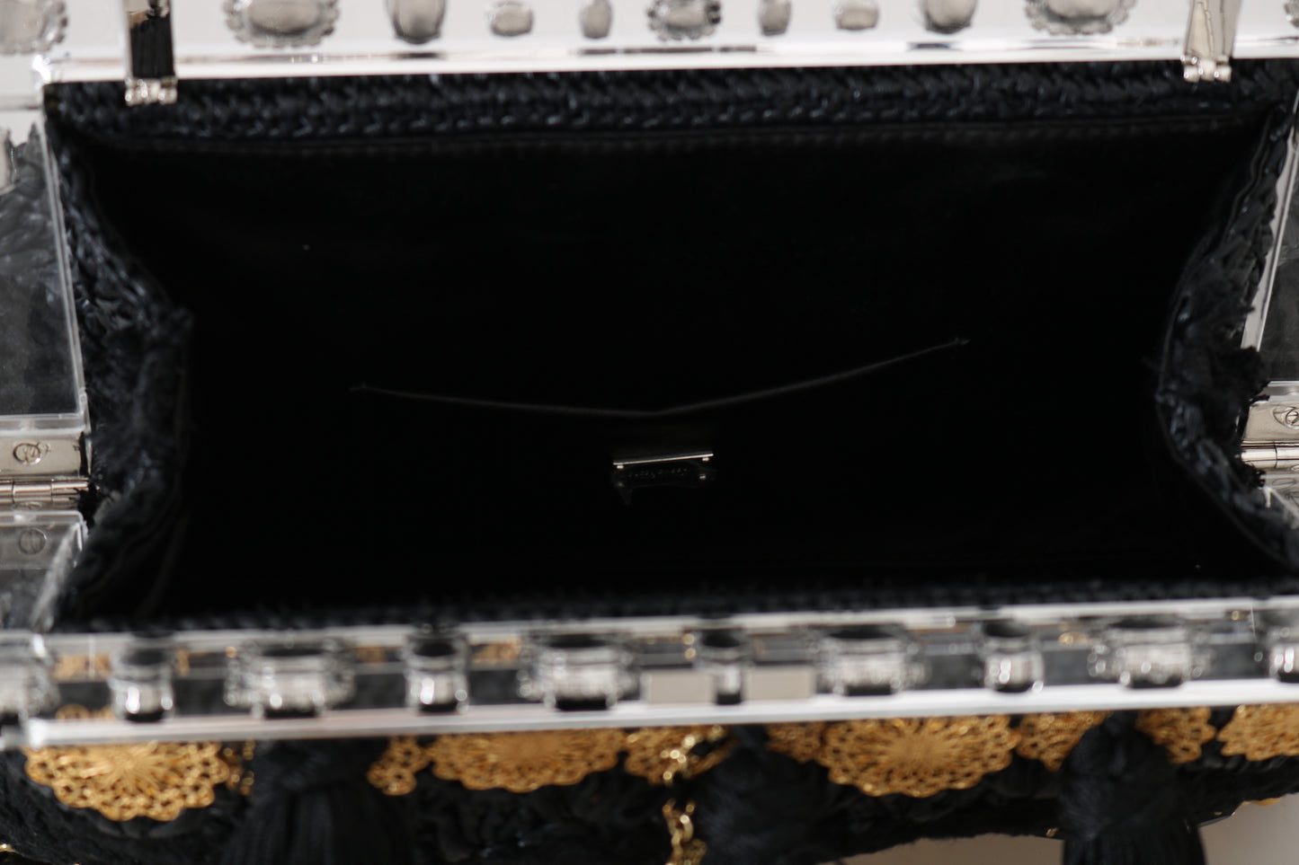 Dolce &amp; Gabbana Black Tassel Gold Baroque Crystal Evening Clutch