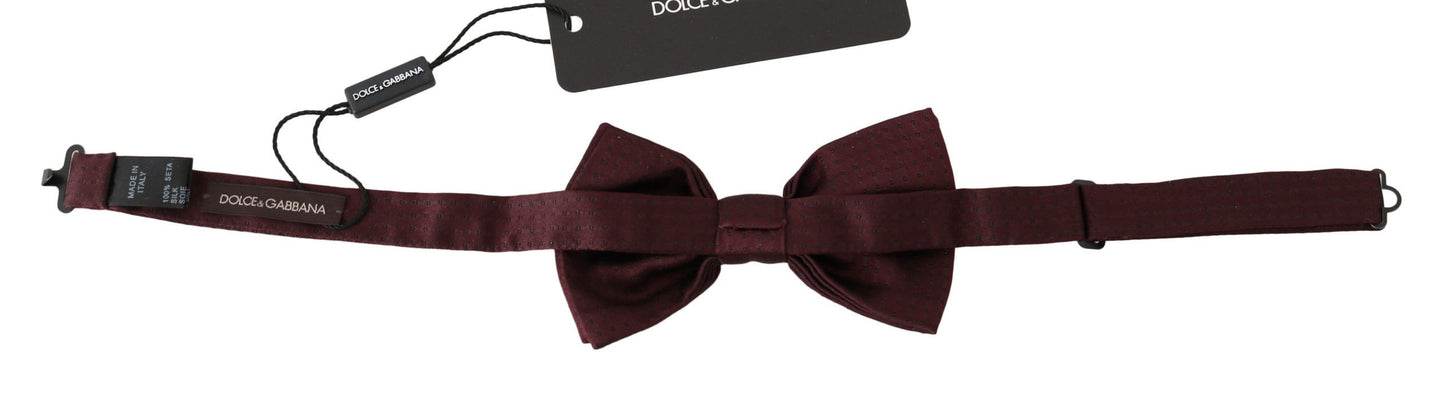 Dolce &amp; Gabbana Elegant Maroon Silk Polka Dot Bow Tie