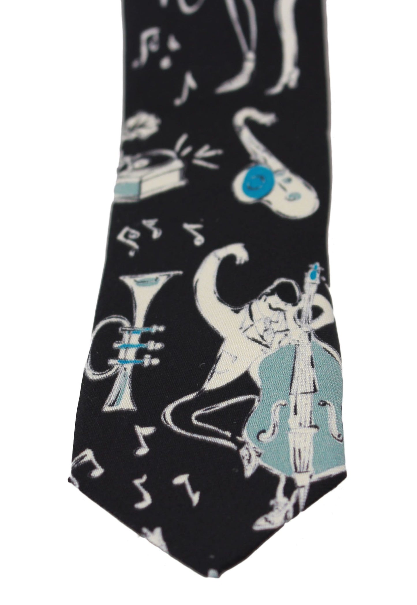 Dolce &amp; Gabbana Elegant Black Music Pattern Silk Neck Tie